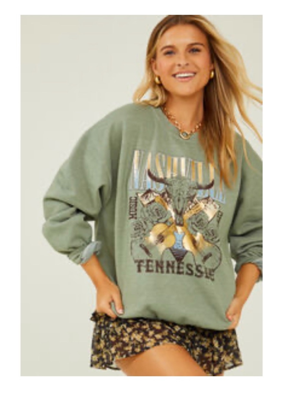 Altar'd State Nashville Foil Printed Sweatshirt